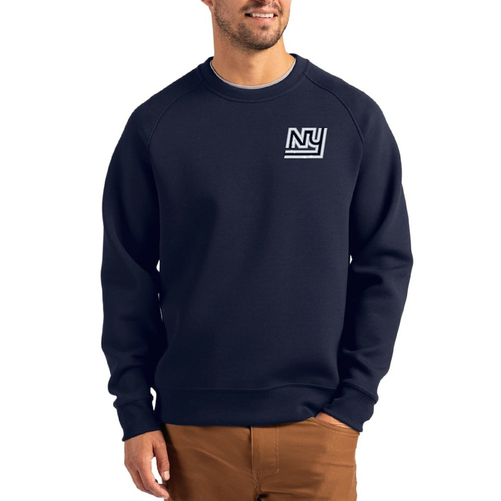 New York Giants Cutter & Buck Throwback Roam Recycled Raglan Pullover Sweatshirt Navy