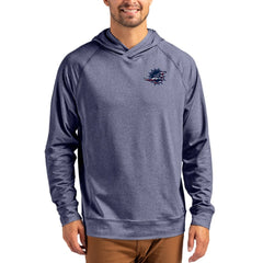 Miami Dolphins Cutter & Buck Adapt Americana Knit Recycled Raglan Pullover Hoodie Heather Navy