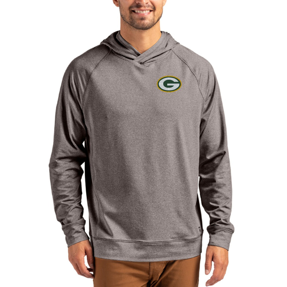 Green Bay Packers Cutter & Buck Adapt Knit Recycled Raglan Pullover Hoodie Heather Gray