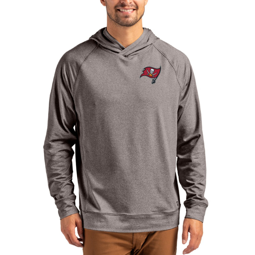 Tampa Bay Buccaneers Cutter & Buck Adapt Knit Recycled Raglan Pullover Hoodie Heather Gray
