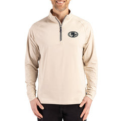 San Francisco 49ers Cutter & Buck Adapt Eco Knit Stretch Recycled Quarter-Zip Pullover Tan