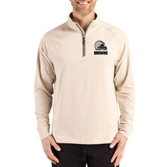 Cleveland Browns Cutter & Buck Adapt Eco Knit Stretch Recycled Quarter-Zip Pullover Tan