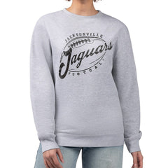 Jacksonville Jaguars G-III 4Her by Carl Banks Women's Distressed Graphics Fleece Pullover Sweatshirt Gray