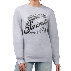 New Orleans Saints G-III 4Her by Carl Banks Women's Distressed Graphics Fleece Pullover Sweatshirt Gray