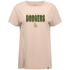 Los Angeles Dodgers Levelwear Women's Influx Protect W T-Shirt - Khaki - MLB Discount