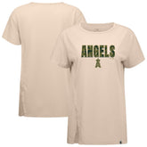 Los Angeles Angels Levelwear Women's Influx Protect W T-Shirt - Khaki - MLB Lifestyle