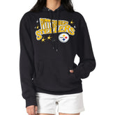 Pittsburgh Steelers Starter Women's Fireworks Fleece Pullover Hoodie Black