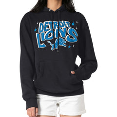 Detroit Lions Starter Women's Fireworks Fleece Pullover Hoodie Black