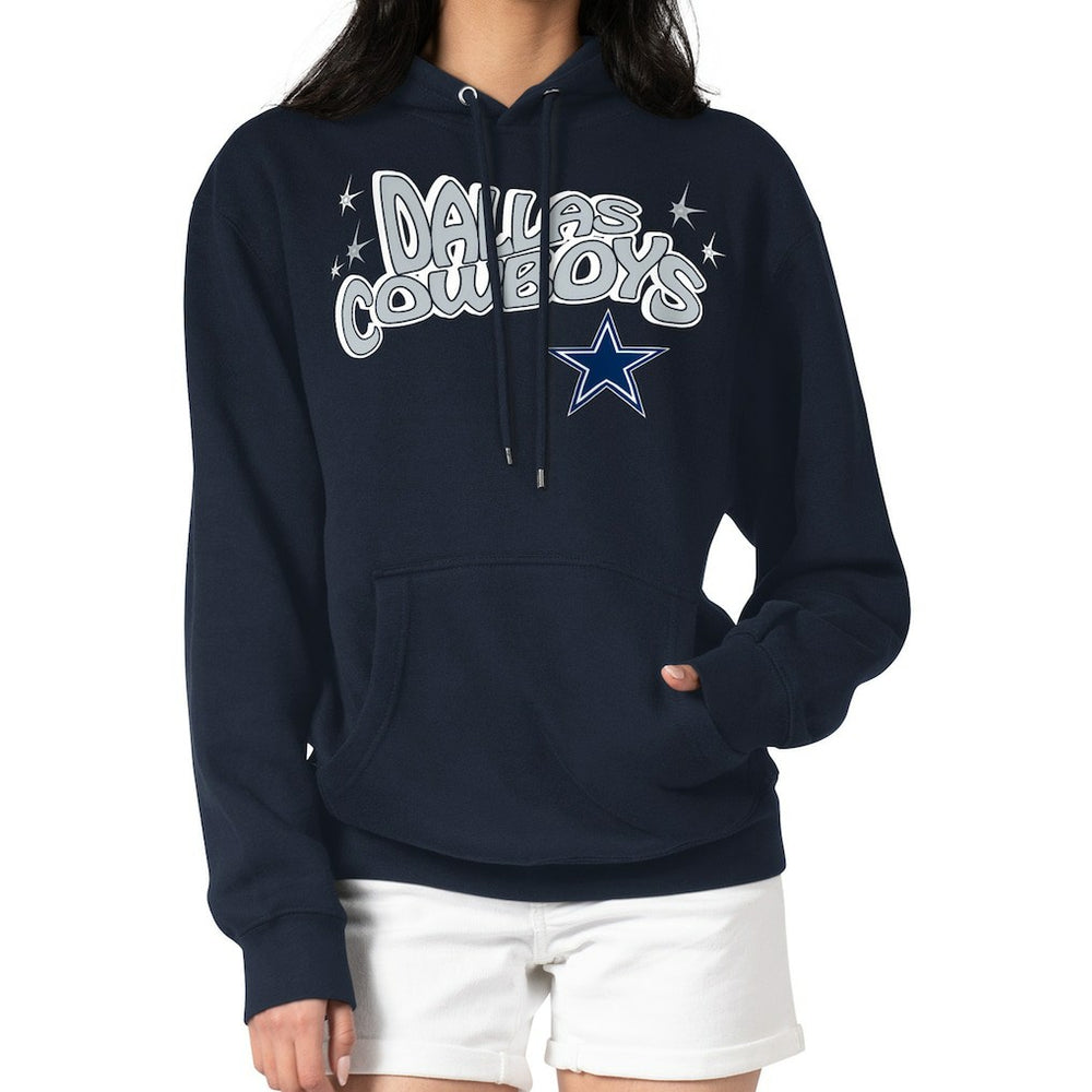 Dallas Cowboys Starter Women's Fireworks Fleece Pullover Hoodie Navy
