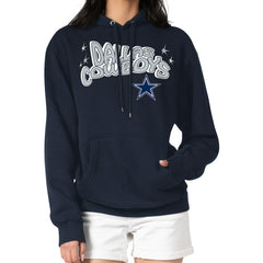 Dallas Cowboys Starter Women's Fireworks Fleece Pullover Hoodie Navy