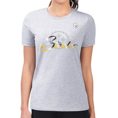 Pittsburgh Steelers G-III 4Her by Carl Banks Women's Super-Slim Fit Lightweight Shadow Logo T-Shirt Gray