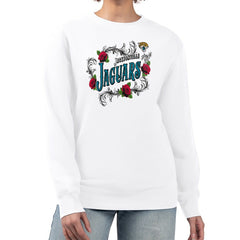 Jacksonville Jaguars G-III 4Her by Carl Banks Women's Roses Fleece Tri-Blend Pullover Sweatshirt White