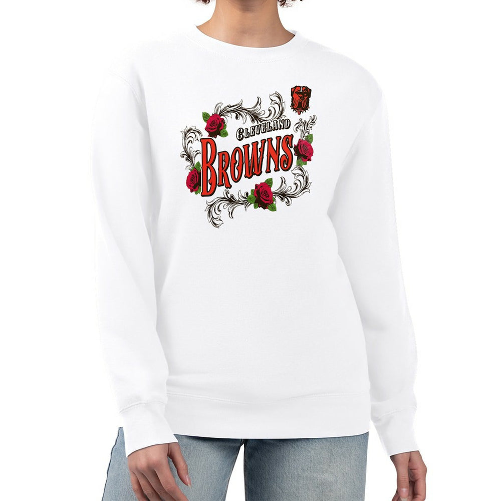 Cleveland Browns G-III 4Her by Carl Banks Women's Roses Fleece Tri-Blend Pullover Sweatshirt White