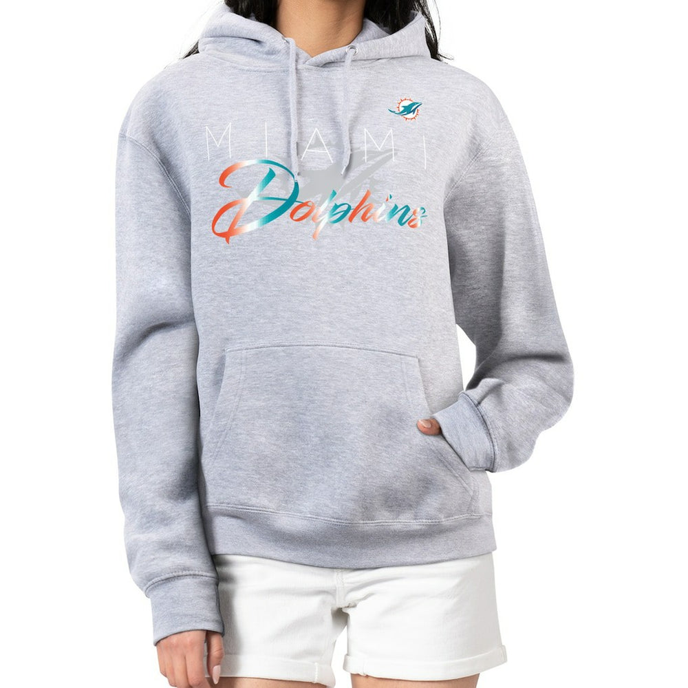 Miami Dolphins G-III 4Her by Carl Banks Women's Shadow Logo Fleece Pullover Hoodie Gray