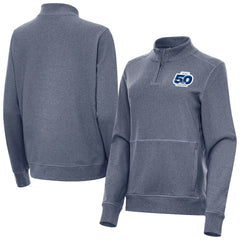 Seattle Seahawks Antigua Women's 50th Season Crush Quarter-Zip Pullover Heather Navy