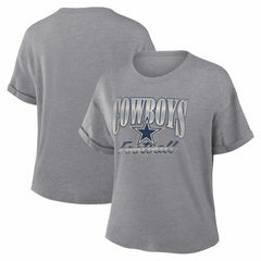 Fanatics Dallas Cowboys Women's Overplayed Tribute Tri-Blend Boxy T-Shirt Heather Gray