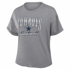 Fanatics Dallas Cowboys Women's Overplayed Tribute Tri-Blend Boxy T-Shirt Heather Gray
