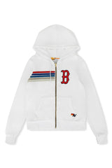 Boston Red Sox Aviator Nation x MLB Unisex Five-Stripe Tri-Blend Full-Zip Hoodie - White - MLB Discount