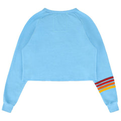 Philadelphia Phillies Aviator Nation x MLB Women's Rugby Stitch Cropped Tri-Blend Sweatshirt - Light Blue - MLB Sale