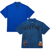 New York Knicks x Purple Brand Button-Up Shooting Shirt Navy | Mitchell & Ness Near Me