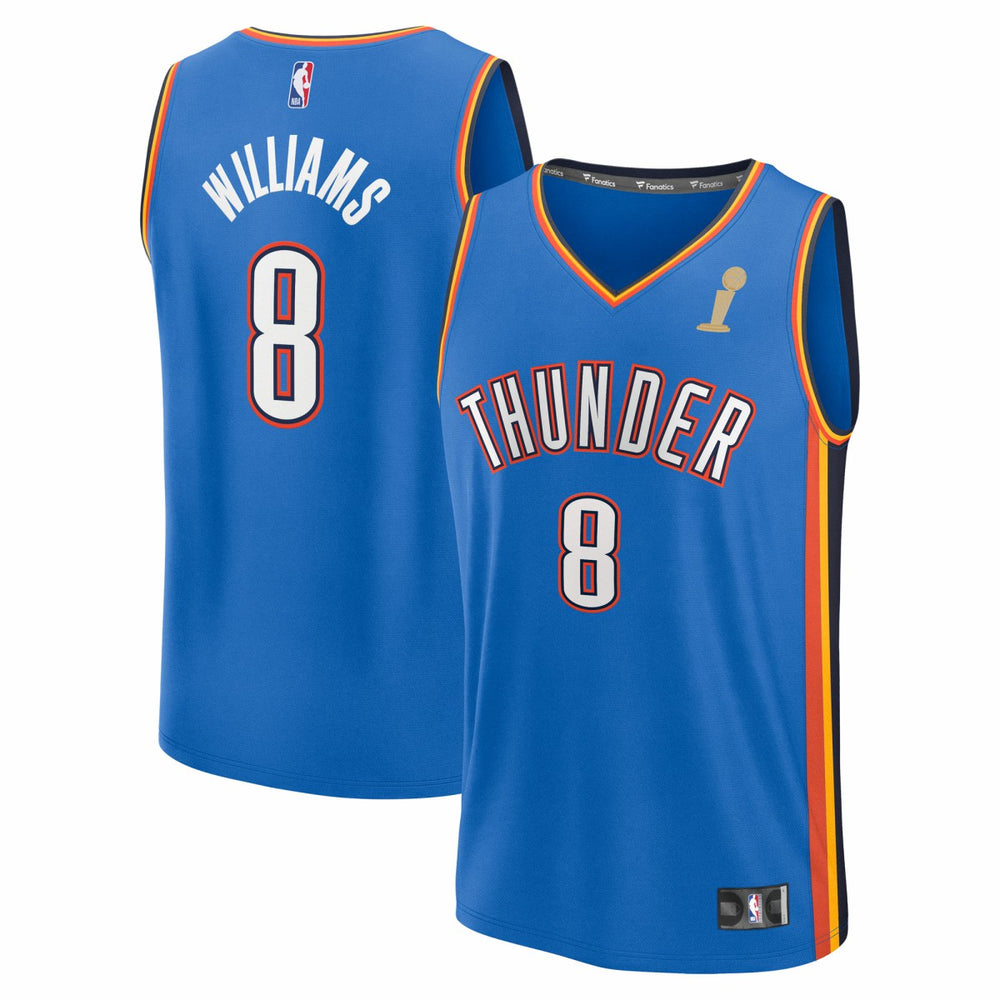 Jalen Williams Oklahoma City Thunder 2025 NBA Finals Champions Fast Break Replica Player Jersey Blue Icon Edition | Fanatics for sale