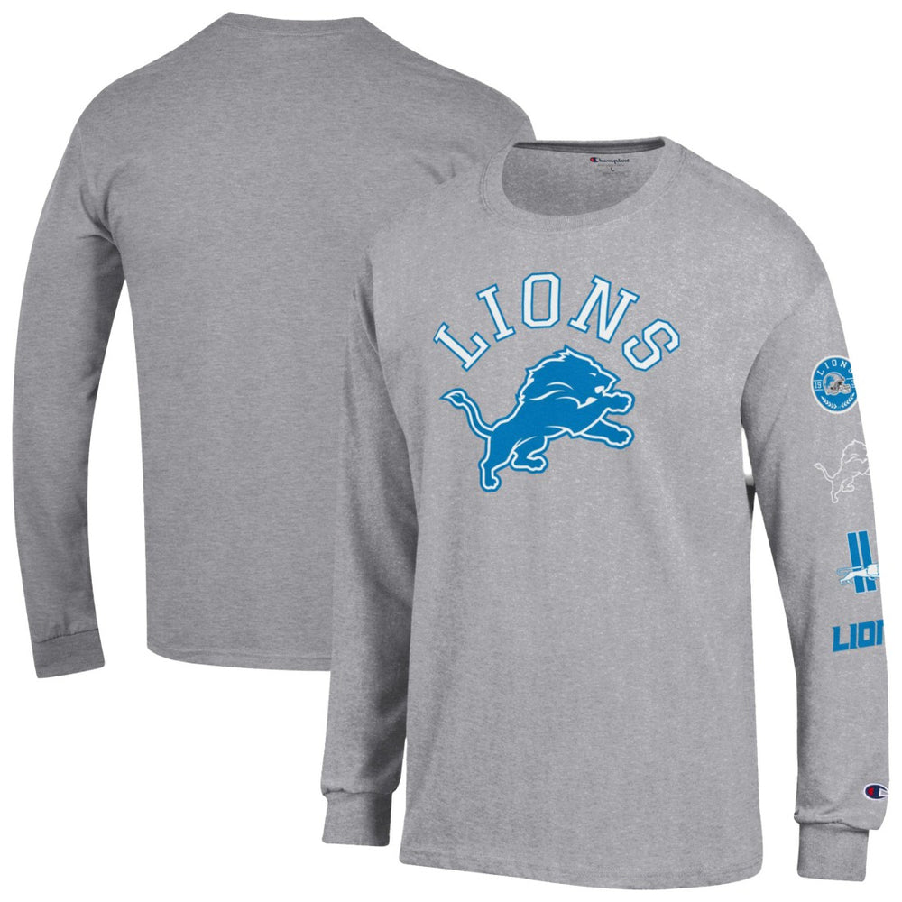 Detroit Lions Champion Seal Long Sleeve T-Shirt Heather Gray