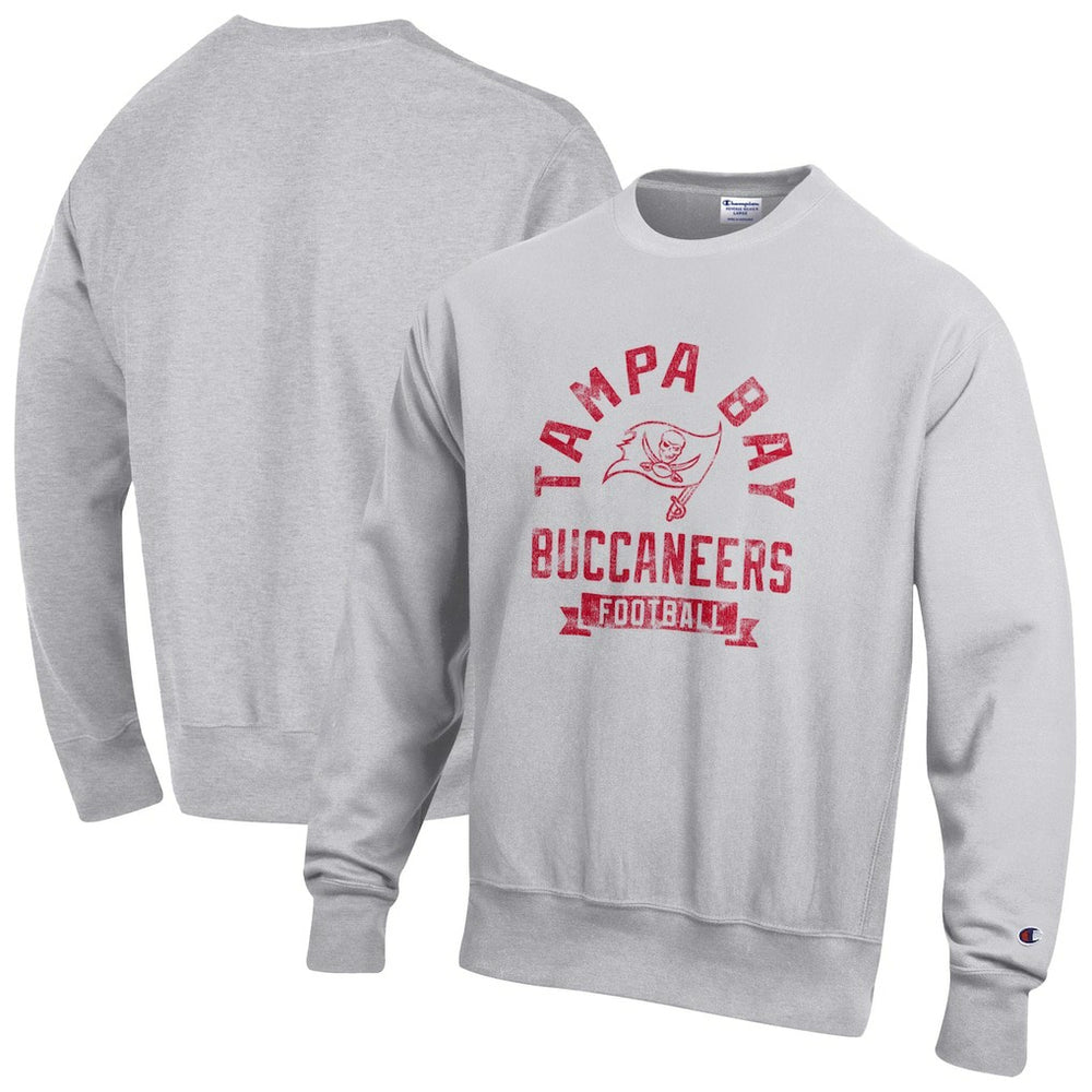 Tampa Bay Buccaneers Champion Reverse Weave Fleece Pullover Sweatshirt Heather Gray