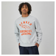 Denver Broncos Champion Reverse Weave Fleece Pullover Sweatshirt Heather Gray