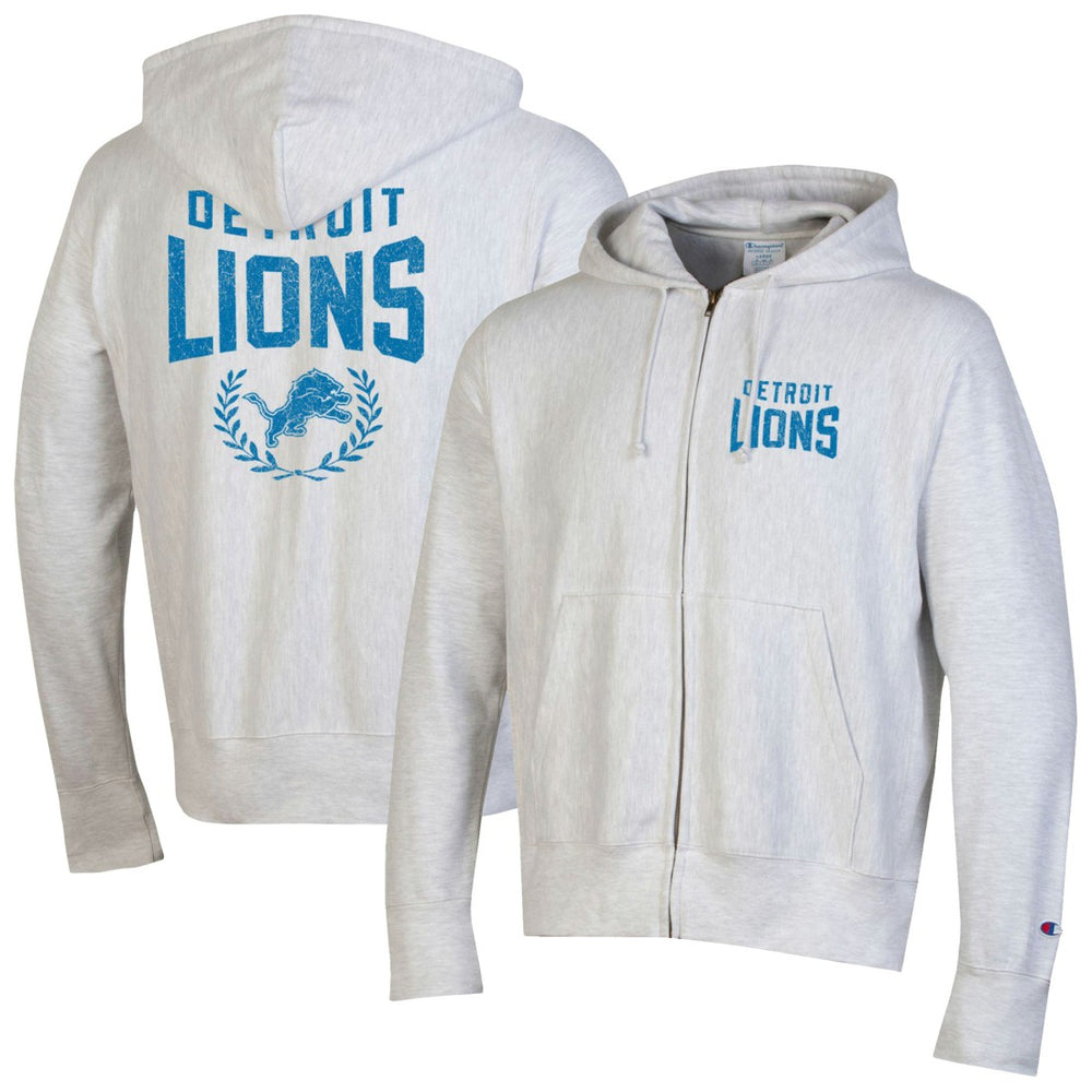 Detroit Lions Champion Reverse Weave Full-Zip Hoodie Heather Gray