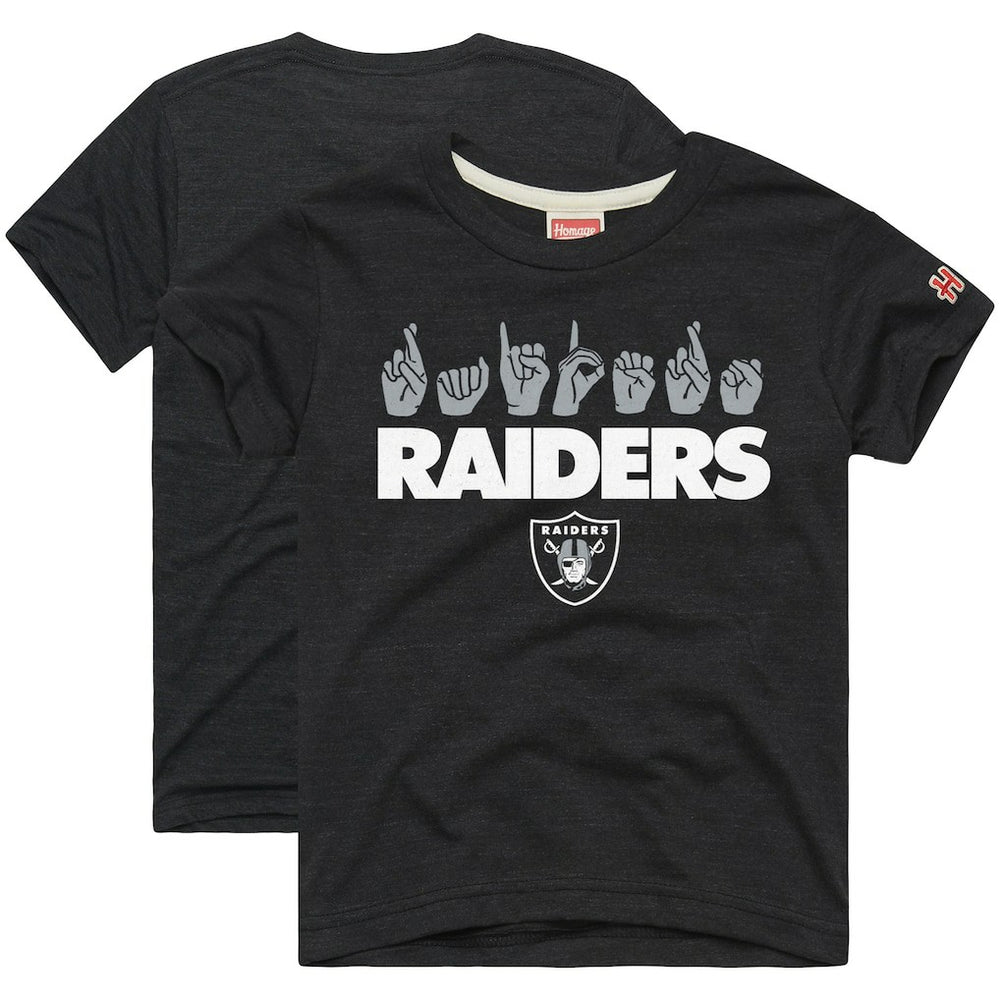 Las Vegas Raiders Homage Youth Love Sign x ASL 2.0 Tri-Blend T-Shirt Charcoal
