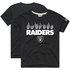 Las Vegas Raiders Homage Youth Love Sign x ASL 2.0 Tri-Blend T-Shirt Charcoal