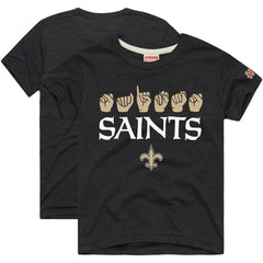 New Orleans Saints Homage Youth Love Sign x ASL 2.0 Tri-Blend T-Shirt Charcoal
