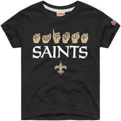 New Orleans Saints Homage Youth Love Sign x ASL 2.0 Tri-Blend T-Shirt Charcoal