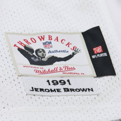 Mitchell & Ness Jerome Brown Philadelphia Eagles 1991 Authentic Throwback Retired Player Jersey White