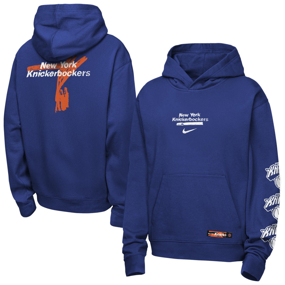 New York Knicks Youth Courtside Club Premiere Hoodie Blue | Nike Near Me