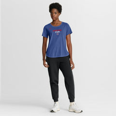 Chicago Cubs Nike Women's Arched Tri-Blend T-Shirt - Heather Royal - Nike Lifestyle