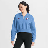 Philadelphia Phillies Nike Women's Primetime Phoenix Fleece Half-Zip Sweatshirt - Light Blue - Nike Lifestyle