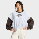 San Diego Padres Nike Women's Oversized High Hip Fleece Sweatshirt - White/Brown - Nike Discount