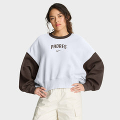San Diego Padres Nike Women's Oversized High Hip Fleece Sweatshirt - White/Brown - Nike Discount