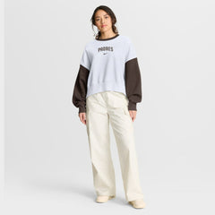 San Diego Padres Nike Women's Oversized High Hip Fleece Sweatshirt - White/Brown - Nike Discount