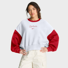 St. Louis Cardinals Nike Women's Oversized High Hip Fleece Sweatshirt - White/Red - Nike Discount