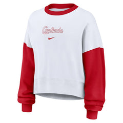 St. Louis Cardinals Nike Women's Oversized High Hip Fleece Sweatshirt - White/Red - Nike Discount