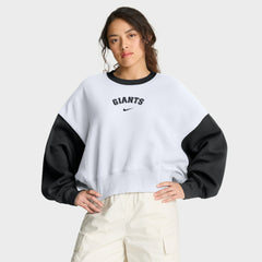 San Francisco Giants Nike Women's Oversized High Hip Fleece Sweatshirt - White/Black - Nike Lifestyle