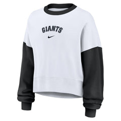 San Francisco Giants Nike Women's Oversized High Hip Fleece Sweatshirt - White/Black - Nike Lifestyle