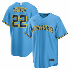 Christian Yelich Milwaukee Brewers Nike Road Replica Jersey - Light Blue - Nike Lifestyle