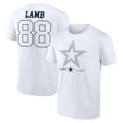 CeeDee Lamb Dallas Cowboys Tonal Name & Number T-Shirt White