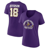 Justin Jefferson Minnesota Vikings Women's Floral Name & Number V-Neck T-Shirt Purple