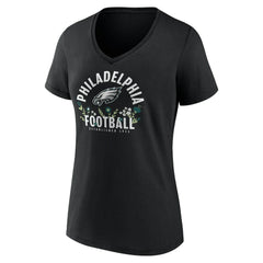 Saquon Barkley Philadelphia Eagles Women's Floral Name & Number V-Neck T-Shirt Black