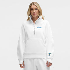 St. Louis Blues lululemon Women's Long Scuba Oversized Half-Zip Funnel Neck - White - NHL 203201197
