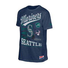Seattle Mariners New Era Oversized Throwback Distressed T-Shirt - Navy - New Era Discount